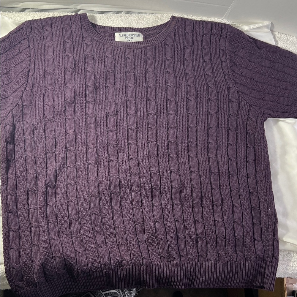 Vintage 90’s Alfred Dunner Women’s‎ Deep Purple Knit Top Petite Med Short Sleeve